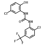 structure of CAS# 501684-93-1, 1-(5-Chloro-2-Hydroxyphenyl)-3-[2-Chloro-5-(Trifluoromethyl)Phenyl]Urea;[501684-93-1];1-(5-chlo<wbr>ro-2-hydr<wbr>oxyphenyl<wbr>)-3-(2-ch<wbr>loro-5-(t<wbr>rifluorom<wbr>ethyl)phe<wbr>nyl)urea;N-(5-Chlo<wbr>ro-2-hydr<wbr>oxyphenyl<wbr>)-N'-[2-c<wbr>hloro-5-(<wbr>trifluoro<wbr>methyl)ph<wbr>enyl]urea