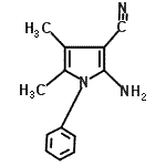 structure of CAS# 54329-29-2, 2-Amino-4,5-Dimethyl-1-Phenyl-1H-Pyrrole-3-Carbonitrile;1H-Pyrrole-3-carbonitrile, 2-amino-4,5-dimethyl-1-phenyl-;2-amino-4,5-dimethyl-1-phenylpyrrole-3-carbonitrile;MFCD08691116