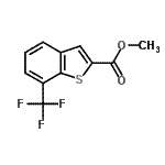 structure of CAS# 550998-55-5, Methyl 7-(Trifluoromethyl)-1-Benzothiophene-2-Carboxylate;7-Trifluo<wbr>romethyl-<wbr>benzo[b]t<wbr>hiophene-<wbr>2-carboxy<wbr>lic acid <wbr>methyl es<wbr>ter;Benzo[b]t<wbr>hiophene-<wbr>2-carboxy<wbr>lic acid,<wbr> 7-(trifl<wbr>uoromethy<wbr>l)-, meth<wbr>yl ester;methyl 7-(trifluoromethyl)benzo[b]thiophene-2-carboxylate