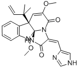 结构式 CAS# 55623-37-5, (7aR,12aS)-7alpha-(1,1-二甲基-2-丙烯基)-7a,12-二氢-3-[(E)-(1H-咪唑-4-基)亚甲基]-6,12-二甲氧基-1H,5H-咪唑并[1',2':1,2]吡啶并[2,3-b]吲哚-2,5(3H)-二酮