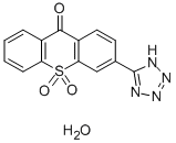 structure of CAS# 56030-55-8, 3-(1H-Tetrazol-5-yl)-9H-thioxanthen-9-one 10,10-dioxide monohydrate