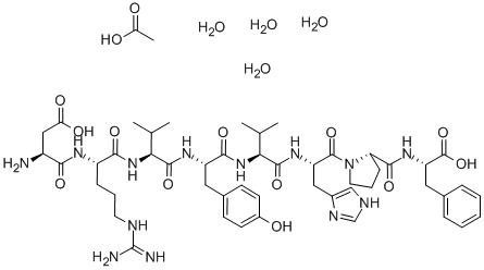 structure of CAS# 5649-07-0, [Val5]-Angiotensin II;L-ASP-ARG-VAL-TYR-VAL-HIS-PRO-PHE;ASP-ARG-VAL-TYR-VAL-HIS-PRO-PHE;[VAL5]-ANGIOTENSIN II ACOH 4H2O