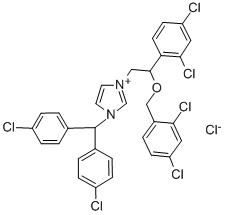 structure of CAS# 57265-65-3, Calmidazolium Chloride;1-[Bis(4-Chlorophenyl)Methyl]-3-[2-(2,4-Dichlorobenzyl)Oxy-2-(2,4-Dichlorophenyl)Ethyl]-2H-Imidazole Chloride;R 24571;R-24571