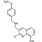 结构式 CAS# 606095-52-7, 1-(2-氯-8-甲基-3-喹啉基)-N-(4-甲氧基苄基)甲胺