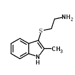 structure of CAS# 61021-66-7, 2-[(2-Methyl-1H-Indol-3-Yl)Sulfanyl]Ethanamine;2-(2-Methyl-1H-indol-3-ylsulfanyl)-ethylamine;2-[(2-methyl-1H-indol-3-yl)thio]ethanamine;MLS000103356