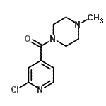 structure of CAS# 612487-28-2, (2-Chloro-4-pyridinyl)(4-methyl-1-piperazinyl)methanone;1-(2-chloroisonicotinoyl)-4-methylpiperazine;1-(2-Chloroisonicotinoyl)-4-methylpiperazine hydrochloride;2-chloro(4-pyridyl) 4-methylpiperazinyl ketone