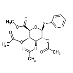 structure of CAS# 62812-42-4, Methyl (2S,3S,4S,5R,6S)-3,4,5-Triacetoxy-6-Phenylsulfanyl-Tetrahydropyran-2-Carboxylate;b-D-Gluco<wbr>pyranosid<wbr>uronic ac<wbr>id methyl<wbr> ester, p<wbr>henyl 1-t<wbr>hio-, 2,3<wbr>,4-triace<wbr>tate;β-D-Gluco<wbr>pyranosid<wbr>uronic ac<wbr>id, pheny<wbr>l 1-thio-<wbr>, Methyl <wbr>ester, tr<wbr>iacetate