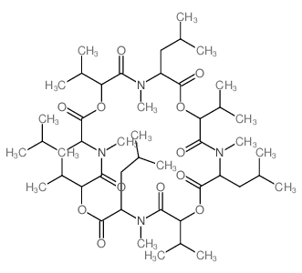 structure of CAS# 64763-82-2, Bassianolide;3,9,15,21-Tetraisobutyl-6,12,18,24-Tetraisopropyl-4,10,16,22-Tetramethyl-1,7,13,19-Tetraoxa-4,10,16,22-Tetrazacyclotetracosane-2,5,8,11,14,17,20,23-Octone;3,9,15,21-Tetraisobutyl-6,12,18,24-Tetraisopropyl-4,10,16,22-Tetramethyl-1,7,13,19-Tetraoxa-4,10,16,22-Tetrazacyclotetracosane-2,5,8,11,14,17,20,23-Tetraquinone;Nsc321804