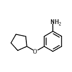 structure of CAS# 653604-38-7, 3-(Cyclopentyloxy)aniline;3-cyclopentyloxyphenylamine;3-Cyclopentyloxy-phenylamine;BENZENAMINE, 3-(CYCLOPENTYLOXY)- (9CI)