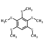 structure of CAS# 65516-74-7, 1,2,3,4,5-Pentakis(methylsulfanyl)benzene;1,2,3,4,5-penta(methylthio)benzene;1,2,3,4,5-Pentakis(methylsulfanyl)benzene #;ZINC04277504