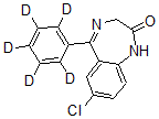 结构式 CAS# 65891-80-7, 7-氯-1,3-二氢-5-(苯基-D5)-2H-1,4-苯并二氮杂卓-2-酮