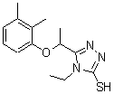 structure of CAS# 667413-67-4, 5-[1-(2,3-Dimethylphenoxy)ethyl]-4-ethyl-4H-1,2,4-triazole-3-thiol;5-[(2,3-d<wbr>imethylph<wbr>enoxy)eth<wbr>yl]-4-eth<wbr>yl-1,2,4-<wbr>triazole-<wbr>3-thiol;5-[1-(2,3<wbr>-Dimethyl<wbr>phenoxy)e<wbr>thyl]-4-e<wbr>thyl-4H-1<wbr>,2,4-tria<wbr>zole-3-th<wbr>iol;MFCD04054671