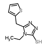 structure of CAS# 667435-85-0, 4-Ethyl-5-(2-thienylmethyl)-4H-1,2,4-triazole-3-thiol;4-ethyl-3<wbr>-(thiophe<wbr>n-2-ylmet<wbr>hyl)-1H-1<wbr>,2,4-tria<wbr>zole-5(4H<wbr>)-thione;4-ethyl-5-(2-thienylmethyl)-1,2,4-triazole-3-thiol;4-Ethyl-5-(thien-2-ylmethyl)-4H-1,2,4-triazole-3-thiol