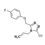 structure of CAS# 667437-08-3, 4-Allyl-5-[(4-fluorophenoxy)methyl]-4H-1,2,4-triazole-3-thiol;5-[(4-flu<wbr>orophenox<wbr>y)methyl]<wbr>-4-(prop-<wbr>2-en-1-yl<wbr>)-4H-1,2,<wbr>4-triazol<wbr>e-3-thiol;5-[(4-flu<wbr>orophenox<wbr>y)methyl]<wbr>-4-prop-2<wbr>-enyl-1,2<wbr>,4-triazo<wbr>le-3-thiol;MFCD03900637