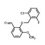 structure of CAS# 667437-86-7, 2-[(2-Chloro-6-fluorobenzyl)oxy]-3-methoxybenzaldehyde;2-[(2-chloro-6-fluorobenzyl)oxy]-3-methoxybenzaldehyde;2-[(2-chloro-6-fluorophenyl)methoxy]-3-methoxybenzaldehyde;MFCD03422403