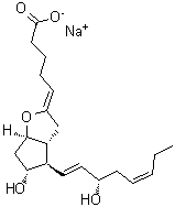 structure of CAS# 68324-96-9, Sodium (5Z,9alpha,11alpha,13E,15S,17Z)-11,15-dihydroxy-6,9-epoxyprosta-5,13,17-trien-1-oate;