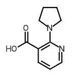 structure of CAS# 690632-36-1, 2-(1-Pyrrolidinyl)nicotinic acid;2-(1-PYRROLIDINYL)NICOTINICACID;2-(pyrrolidin-1-yl)pyridine-3-carboxylic acid;2-pyrrolidin-1-ylnicotinic acid