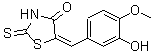 结构式 CAS# 69505-47-1, (5E)-5-(3-羟基-4-甲氧基苄亚基)-2-硫代-1,3-噻唑烷-4-酮