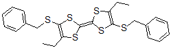 structure of CAS# 698359-01-2, 4-Ethyl-2-[4-Ethyl-5-[(Phenylmethyl)Thio]-1,3-Dithiol-2-Ylidene]-5-[(Phenylmethyl)Thio]-1,3-Dithiole;DIETHYL-BIS(BENZYLTHIO)TETRATHIAFULVALENE