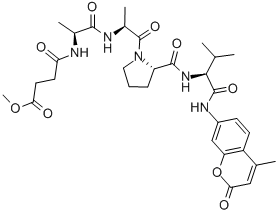 结构式 CAS# 72252-90-5, 甲氧基琥珀酰-丙氨酰-丙氨酰-脯氨酰-缬氨酰-7-氨基-4-甲基香豆素