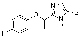 structure of CAS# 725217-86-7, 5-[1-(4-Fluorophenoxy)ethyl]-4-methyl-4H-1,2,4-triazole-3-thiol;5-[(4-fluorophenoxy)ethyl]-4-methyl-1,2,4-triazole-3-thiol;5-[1-(4-F<wbr>luorophen<wbr>oxy)ethyl<wbr>]-4-methy<wbr>l-4H-1,2,<wbr>4-triazol<wbr>e-3-thiol;MFCD04138065