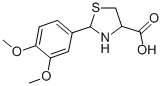 structure of CAS# 72678-92-3, 2-(3,4-Dimethoxyphenyl)-1,3-Thiazolidine-4-Carboxylic Acid;2-(3,4-Dimethoxyphenyl)Thiazolidine-4-Carboxylic Acid;2-(3,4-Dimethoxyphenyl)-4-Thiazolidinecarboxylic Acid;2-(3,4-Dimethoxy-Phenyl)-Thiazolidine-4-Carboxylic Acid
