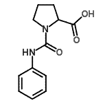 structure of CAS# 73096-22-7, 1-(Phenylcarbamoyl)proline;1-(anilinocarbonyl)proline;1-(ANILINOCARBONYL)PYRROLIDINE-2-CARBOXYLICACID;1-(N-phenylcarbamoyl)pyrrolidine-2-carboxylic acid