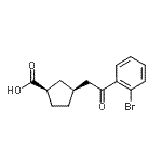 structure of CAS# 733740-39-1, (1R,3S)-3-[2-(2-Bromophenyl)-2-oxoethyl]cyclopentanecarboxylic acid;cis-3-[2-<wbr>(2-bromop<wbr>henyl)-2-<wbr>oxoethyl]<wbr>cyclopent<wbr>ane-1-car<wbr>boxylic a<wbr>cid