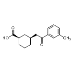 structure of CAS# 735275-06-6, (1R,3S)-3-[2-(3-Methylphenyl)-2-oxoethyl]cyclohexanecarboxylic acid;cis-3-[2-<wbr>(3-methyl<wbr>phenyl)-2<wbr>-oxoethyl<wbr>]cyclohex<wbr>ane-1-car<wbr>boxylic a<wbr>cid