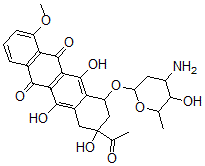 CAS#: 73610-99-8， 9-Acetyl-7-(4-Amino-5-Hydroxy-6-Methyloxan-2-Yl)Oxy-6,9,11-Trihydroxy-4-Methoxy-8,10-Dihydro-7H-Tetracene-5,12-Dione