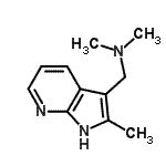 structure of CAS# 7546-48-7, N,N-Dimethyl-1-(2-methyl-1H-pyrrolo[2,3-b]pyridin-3-yl)methanamine;1H-Pyrrolo[2,3-b]pyridine-3-methanamine, N,N,2-trimethyl-;MFCD13191648;N,N-Dimet<wbr>hyl(2-met<wbr>hyl-1H-py<wbr>rrolo[2,3<wbr>-b]pyridi<wbr>n-3-yl)me<wbr>thanamine
