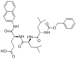structure of CAS# 75873-85-7, N-Cbz-Leu-Leu-Glu beta-Naphthylamide;(2S)-5-Amino-2-[[(2S)-4-Methyl-2-[[(2S)-4-Methyl-2-(Phenylmethoxycarbonylamino)Pentanoyl]Amino]Pentanoyl]-(2-Naphthyl)Amino]-5-Oxo-Pentanoic Acid;(2S)-5-Amino-2-[[(2S)-4-Methyl-2-[[(2S)-4-Methyl-1-Oxo-2-[[Oxo-(Phenylmethoxy)Methyl]Amino]Pentyl]Amino]-1-Oxopentyl]-(2-Naphthyl)Amino]-5-Oxopentanoic Acid;(2S)-5-Amino-2-[[(2S)-2-[[(2S)-2-(Benzyloxycarbonylamino)-4-Methyl-Pentanoyl]Amino]-4-Methyl-Pentanoyl]-(2-Naphthyl)Amino]-5-Keto-Valeric Acid