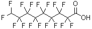 structure of CAS# 76-21-1, 9H-Hexadecafluorononanoic Acid;2,2,3,3,4,4,5,5,6,6,7,7,8,8,9,9-Hexadecafluoropelargonic Acid;St5409856;9-H-Hexadekafluornonansaeure