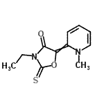 structure of CAS# 77409-56-4, 3-Ethyl-5-(1-methyl-2(1H)-pyridinylidene)-2-thioxo-1,3-oxazolidin-4-one;ZINC00179390