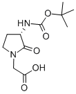 结构式 CAS# 79839-26-2, (S)-(3-N-叔丁氧羰基-氨基-2-氧代-吡咯烷-1-基)-乙酸