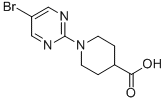 structure of CAS# 799283-92-4, 1-(5-Bromo-2-Pyrimidinyl)-4-Piperidinecarboxylic Acid;1-(5-BROMOPYRIMIDIN-2-YL)PIPERIDINE-4-CARBOXYLIC ACID