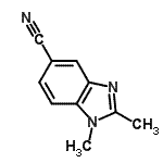 structure of CAS# 80073-14-9, 1,2-Dimethyl-1H-benzimidazole-5-carbonitrile;1,2-DIMETHYL-1,3-BENZODIAZOLE-5-CARBONITRILE;1,2-dimethyl-1H-benzo[d]imidazole-5-carbonitrile;MFCD09027483
