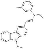 结构式 CAS# 81380-24-7, 9-乙基-3-[N-乙基-N-(间甲苯基)亚肼基甲基]咔唑