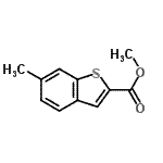 structure of CAS# 82787-72-2, Methyl 6-methyl-1-benzothiophene-2-carboxylate;6-METHYL-BENZO[B]THIOPHENE-2-CARBOXYLICACIDMETHYLESTER;Benzo[b]thiophene-2-carboxylic acid, 6-methyl-, methyl ester;methyl 6-methylbenzo[b]thiophene-2-carboxylate
