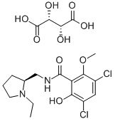 structure of CAS# 84225-95-6, S(-)-Raclopride L-Tartrate;3,5-Dichloro-N-[[(2R)-1-Ethylpyrrolidin-2-Yl]Methyl]-2-Hydroxy-6-Methoxy-Benzamide;3,5-Dichloro-N-[[(2R)-1-Ethyl-2-Pyrrolidinyl]Methyl]-2-Hydroxy-6-Methoxybenzamide;Pdsp2_000910
