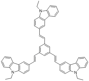 structure of CAS# 848311-04-6, 3,3,3''-[1,3,5-benzenetriyltri-(1E)-2,1-ethenediyl]tris[9-ethyl-9H-Carbazole]