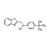 structure of CAS# 849021-34-7, 2-(1,3-Benzoxazol-2-yl)-1-[4-(2-methyl-2-propanyl)phenyl]ethanol;2-(benzo[d]oxazol-2-yl)-1-(4-(tert-butyl)phenyl)ethanol;2-Benzoxazol-2-yl-1-(4-tertbutylphenyl) ethanol;2-Benzoxazol-2-yl-1-(4-tertbutylphenyl)ethanol