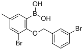 structure of CAS# 849052-16-0, B-[3-Bromo-2-[(3-bromophenyl)methoxy]-5-methylphenyl]-Boronic acid