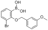 structure of CAS# 849052-24-0, B-[3-Bromo-2-[(3-methoxyphenyl)methoxy]phenyl]-Boronic acid