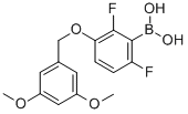 structure of CAS# 849062-01-7, B-[3-[(3,5-Dimethoxyphenyl)methoxy]-2,6-difluorophenyl]-Boronic acid