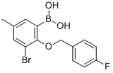 structure of CAS# 849062-41-5, B-[3-Bromo-2-[(4-fluorophenyl)methoxy]-5-methylphenyl]-Boronic acid