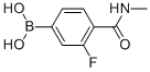 structure of CAS# 849833-86-9, 3-Fluoro-4-(Methylcarbamoyl)Benzeneboronic Acid;3-Fluoro-4-(Methylcarbamoyl)Benzeneboronic Acid 98%;3-Fluoro-4-(Methylcarbamoyl)Benzeneboronicacid98%;[3-FLUORO-4-(METHYLCARBAMOYL)PHENYL]BORONIC ACID