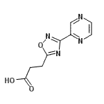 structure of CAS# 849925-05-9, 3-[3-(2-Pyrazinyl)-1,2,4-oxadiazol-5-yl]propanoic acid;3-(3-(pyrazin-2-yl)-1,2,4-oxadiazol-5-yl)propanoic acid;3-(3-Pyrazin-2-yl-1,2,4-oxadiazol-5-yl)propanoic;3-(3-pyrazin-2-yl-1,2,4-oxadiazol-5-yl)propanoic acid