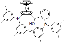 结构式 CAS# 851308-45-7, (S)-(-)-[(S)-2-二(3,5-二甲苯基)膦基二茂铁][2-二(3,5-二甲苯基)膦基苯基]甲醇