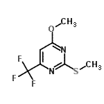 structure of CAS# 85730-33-2, 4-Methoxy-2-(methylsulfanyl)-6-(trifluoromethyl)pyrimidine;4-methoxy-2-(methylsulfanyl)-6-(trifluoromethyl)pyrimidine;methyl 2-<wbr>(methylsu<wbr>lfanyl)-6<wbr>-(trifluo<wbr>romethyl)<wbr>-4-pyrimi<wbr>dinyl eth<wbr>er;MFCD00467449